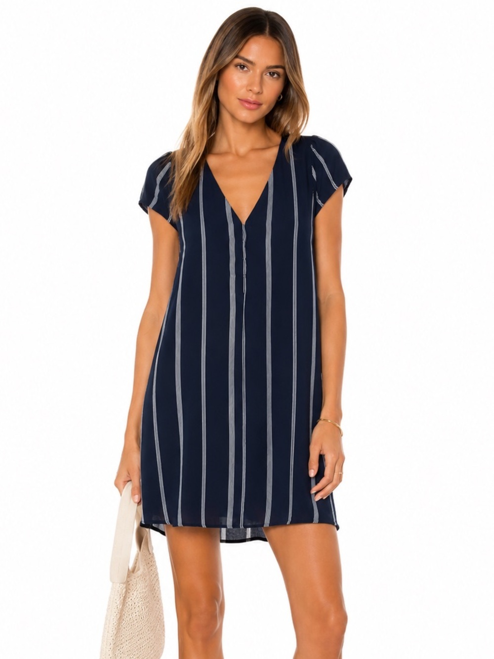 NWT Rails Amalie Striped Cap Sleeve Shift Dress Navy Size S
